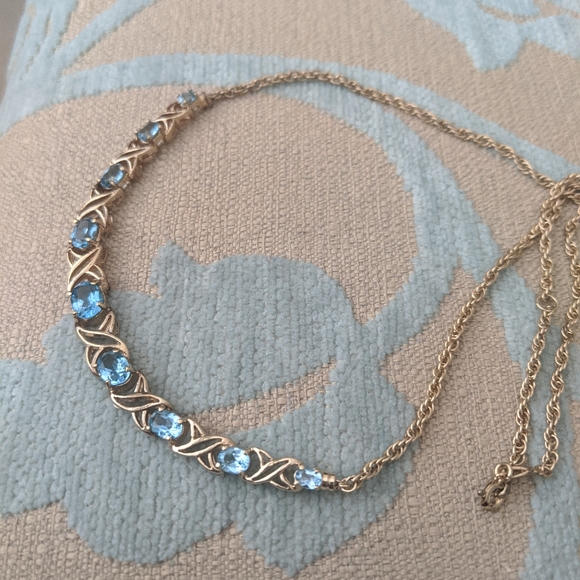 New blue topaz xo gold bonded necklace - Picture 2 of 3